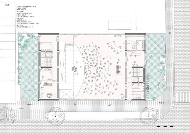 Plan van het gelijkvloers van het toekomstige gebouw. © Central