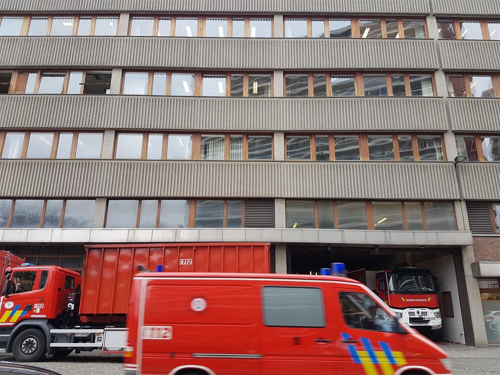 Een garage voor brandweerwagens in de Helihavenlaan. © sau-msi.brussels (P.Sa.)