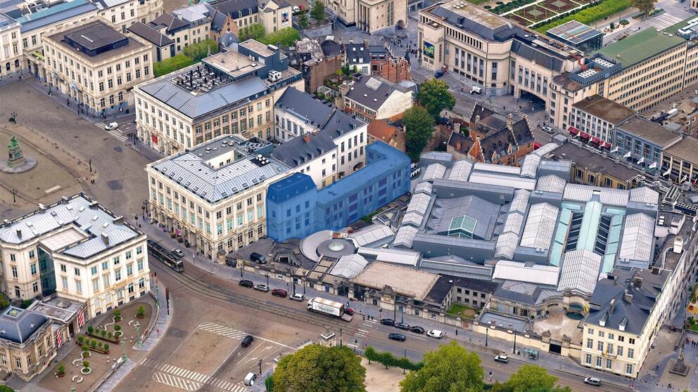 De site waar het gebouw voor LE CHAT cartoon museum zal komen. © sau-msi.brussels (Simon Schmitt - www.globalview.be)