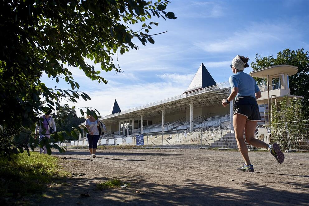 Renbaan en grote tribune. © sau-msi.brussels (Reporters)  Renbaan en grote tribune. © sau-msi.brussels (Reporters)