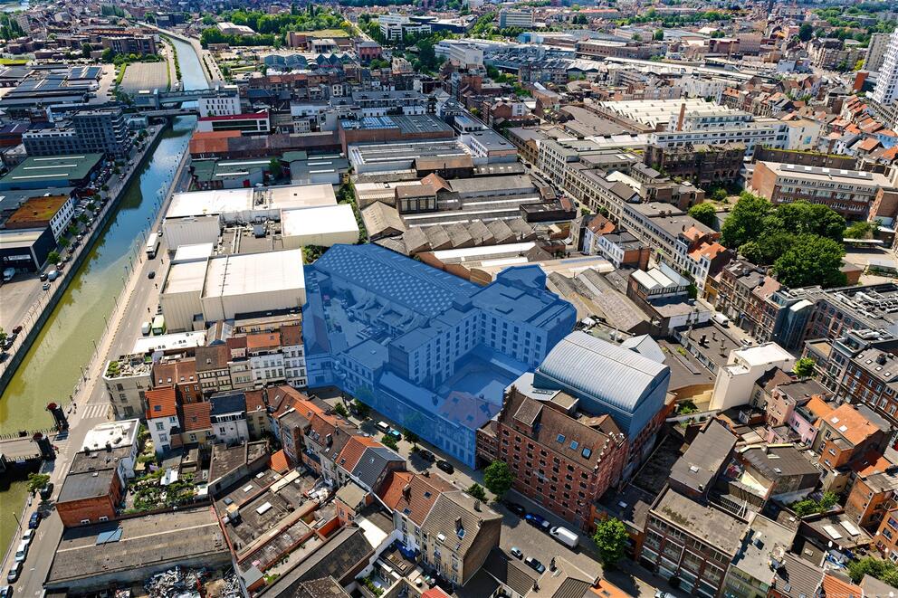 De site die een grondige renovatie zal krijgen in de Manchesterstraat 13-15 en 17-19 in Sint-Jans-Molenbeek. © sau-msi.brussels (GlobalView)