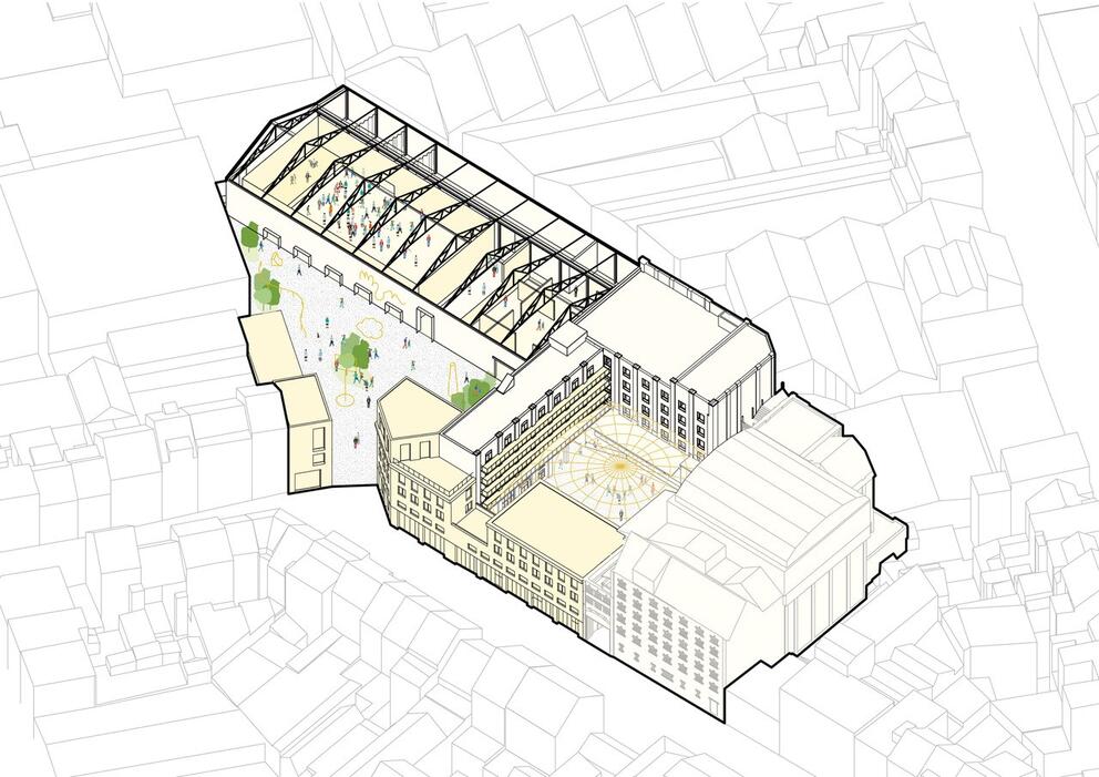 Een mogelijke visie op het toekomstige project. © sau-msi.brussels / MSA-Idea-Origin