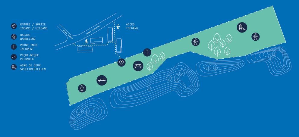 Plattegrond van het tijdelijk park Evenepoel. © sau-msi.brussels
